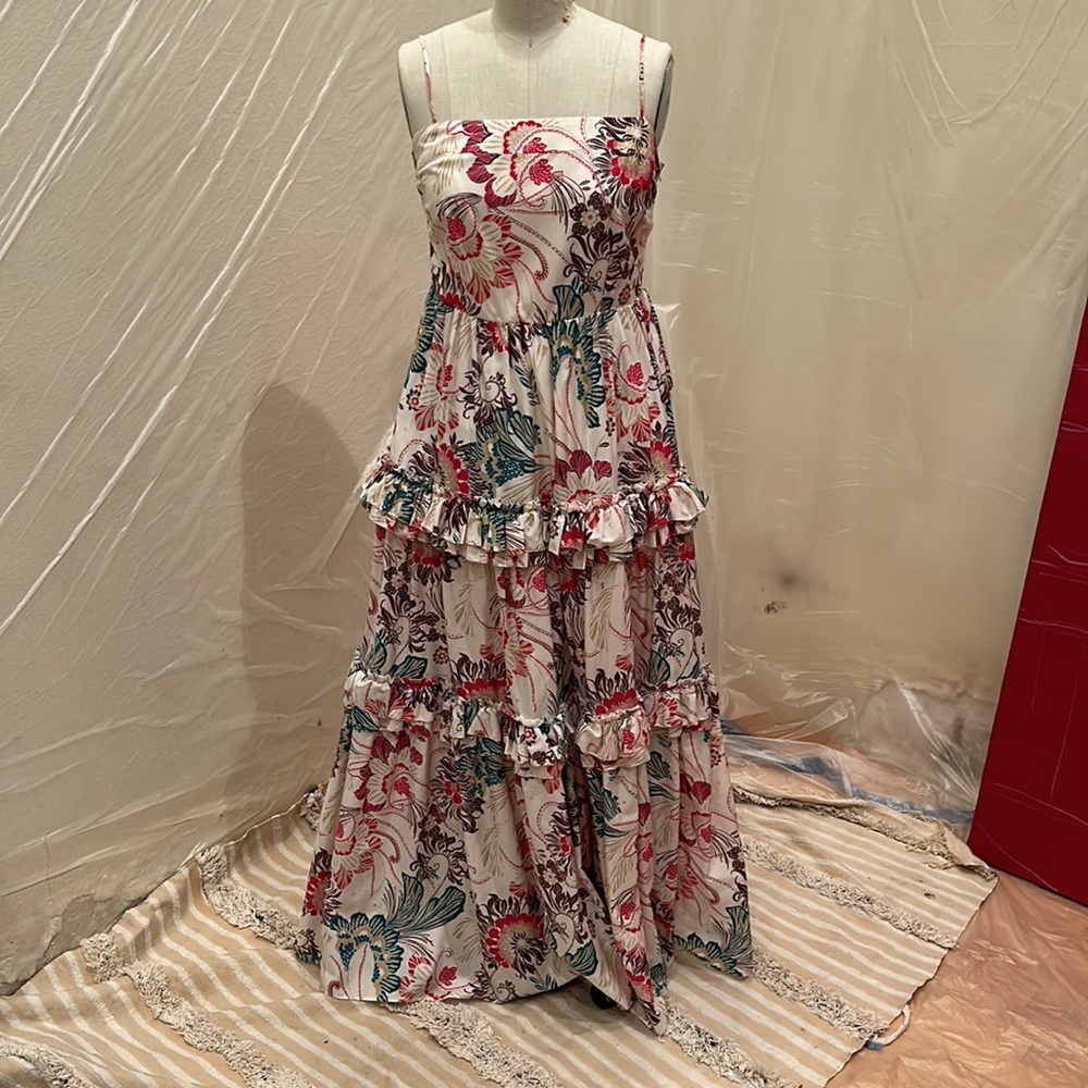 NICHOLAS Adele cotton tiered maxi dress, size 4